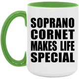 Soprano Cornet Makes Life Special - 15oz Accent Mug Green