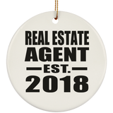 Real Estate Agent Established EST. 2018 - Circle Ornament