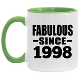 26th Birthday Fabulous Since 1998 - 11oz Accent Mug Green