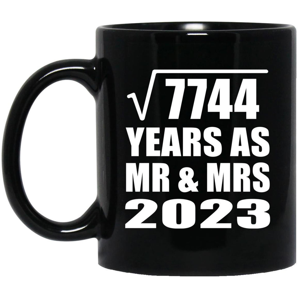 88th Anniversary Square Root of 7744 Years As Mr & Mrs 2023 - 11oz Coffee Mug Black
