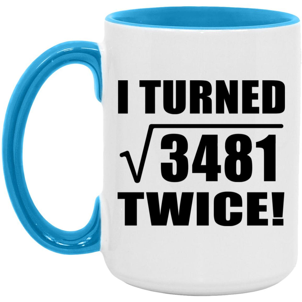 118th Birthday I Turned Square Root of 3481 Twice - 15oz Accent Mug Blue