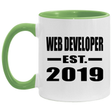 Web Developer Established EST. 2019 - 11oz Accent Mug Green