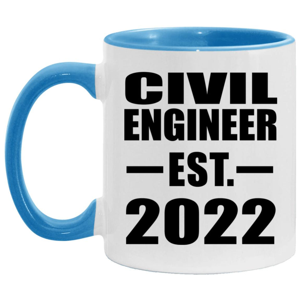 Civil Engineer Established EST. 2022 - 11oz Accent Mug Blue