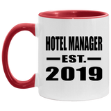 Hotel Manager Established EST. 2019 - 11oz Accent Mug Red