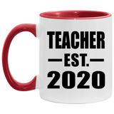 Teacher Established EST. 2020 - 11oz Accent Mug Red