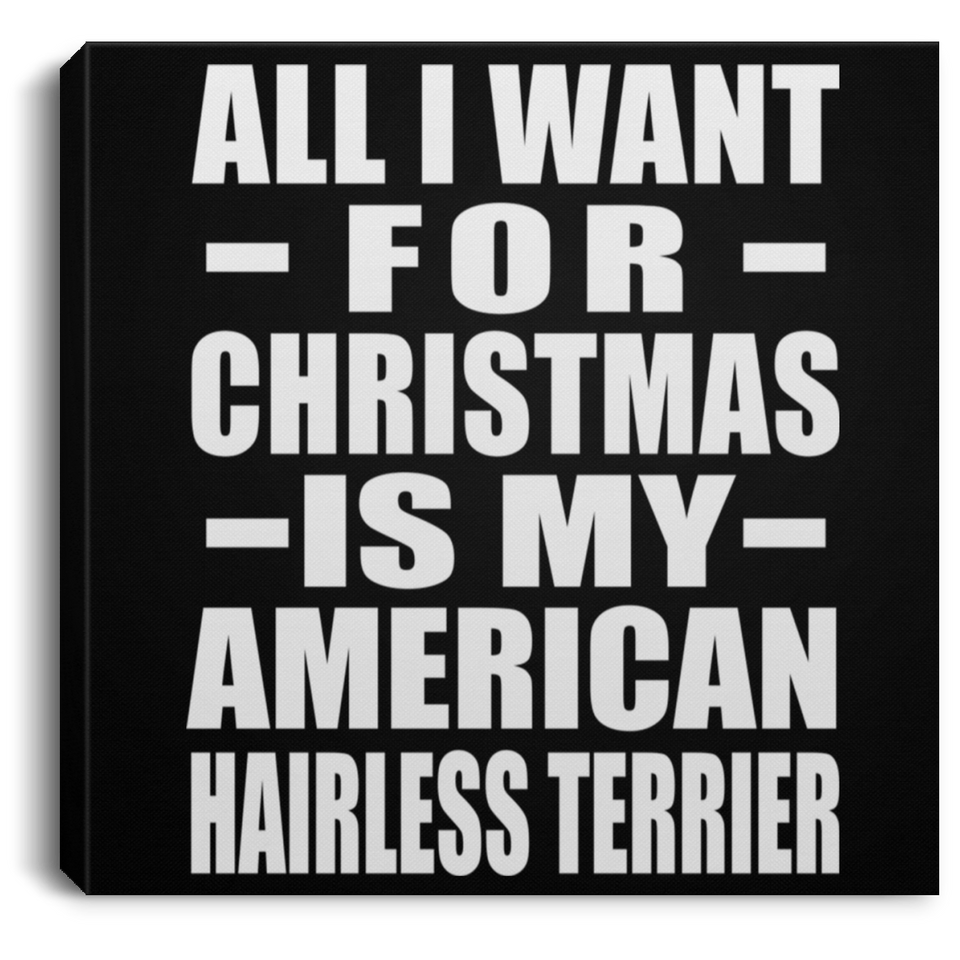 All I Want For Christmas Is My American Hairless Terrier - Canvas Square