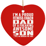 Proud Fitness Coach Dad Of Awesome Son - Heart Ornament