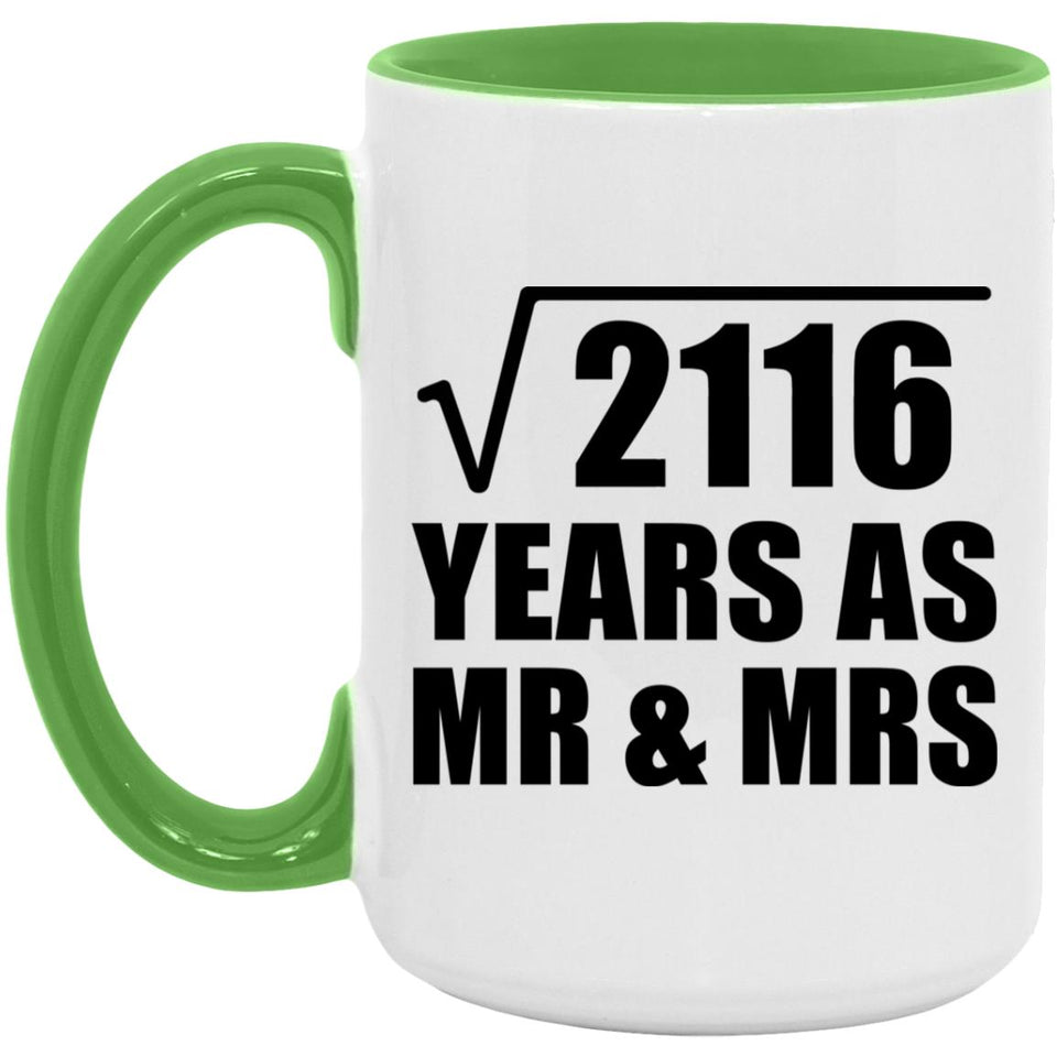 46th Anniversary Square Root of 2116 Years As Mr & Mrs - 15oz Accent Mug Green