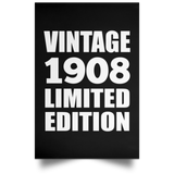 116th Birthday Vintage 1908 Limited Edition - Poster Portrait