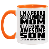 Proud Social Worker Mom Of Awesome Son - 11oz Accent Mug Orange