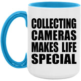 Collecting Cameras Makes Life Special - 15oz Accent Mug Blue