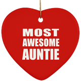 Most Awesome Auntie - Heart Ornament