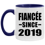 Fiancee Since 2019 - 11oz Accent Mug Purple