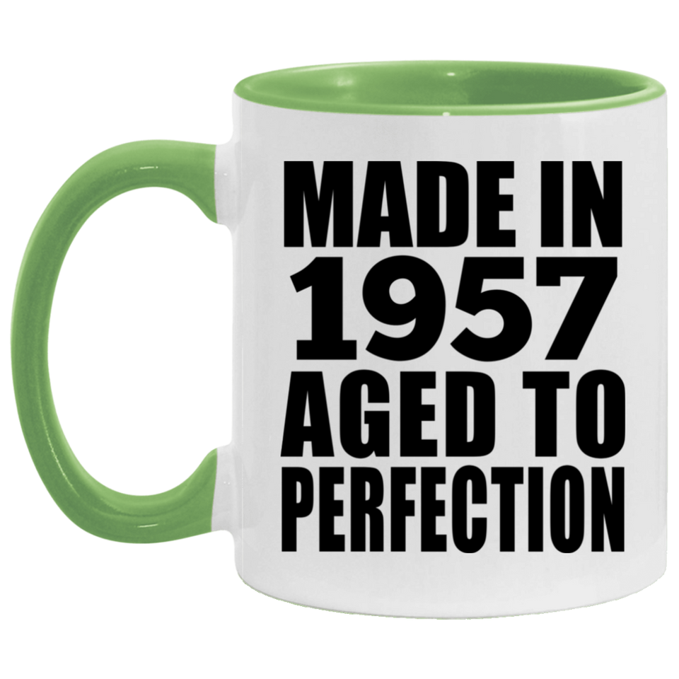 67th Birthday Made In 1957 Aged to Perfection - 11oz Accent Mug Green