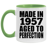 67th Birthday Made In 1957 Aged to Perfection - 11oz Accent Mug Green