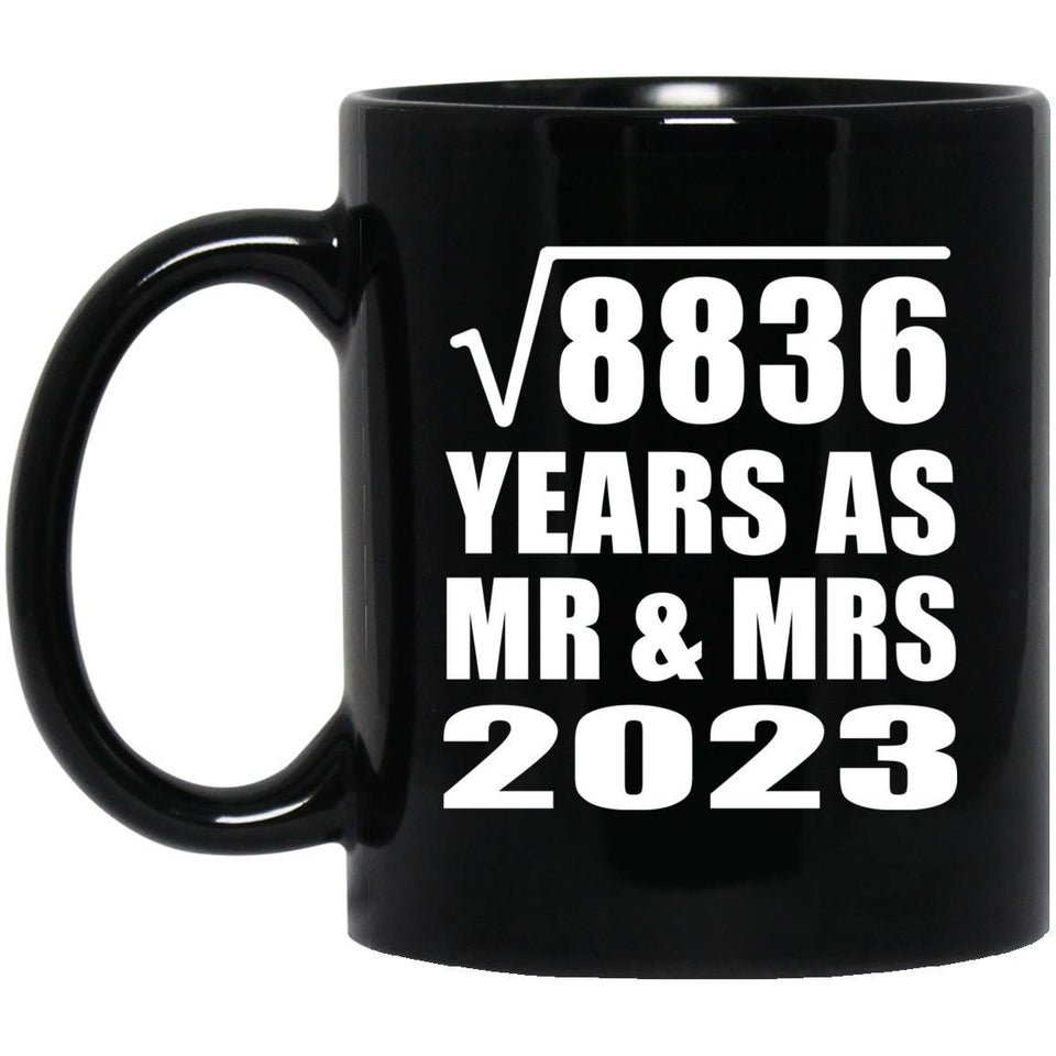 94th Anniversary Square Root of 8836 Years As Mr & Mrs 2023 - 11oz Coffee Mug Black