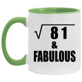 9th Birthday Square Root of 81 & Fabulous - 11oz Accent Mug Green