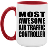 Most Awesome Air Traffic Controller - 15oz Accent Mug Red
