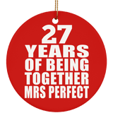27th Anniversary 27 Years Of Being Mrs Perfect - Circle Ornament