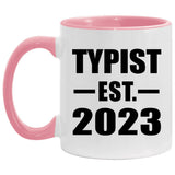 Typist Established EST. 2023 - 11oz Accent Mug Pink