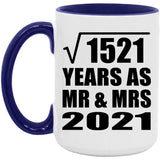 39th Anniversary Square Root of 1521 Years As Mr & Mrs 2021 - 15oz Accent Mug Purple