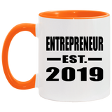 Entrepreneur Established EST. 2019 - 11oz Accent Mug Orange