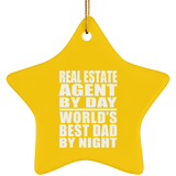 Real Estate Agent By Day World's Best Dad By Night - Star Ornament
