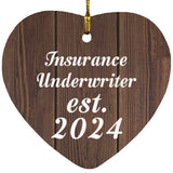 Insurance Underwriter Established Est. 2024 - Heart Ornament D