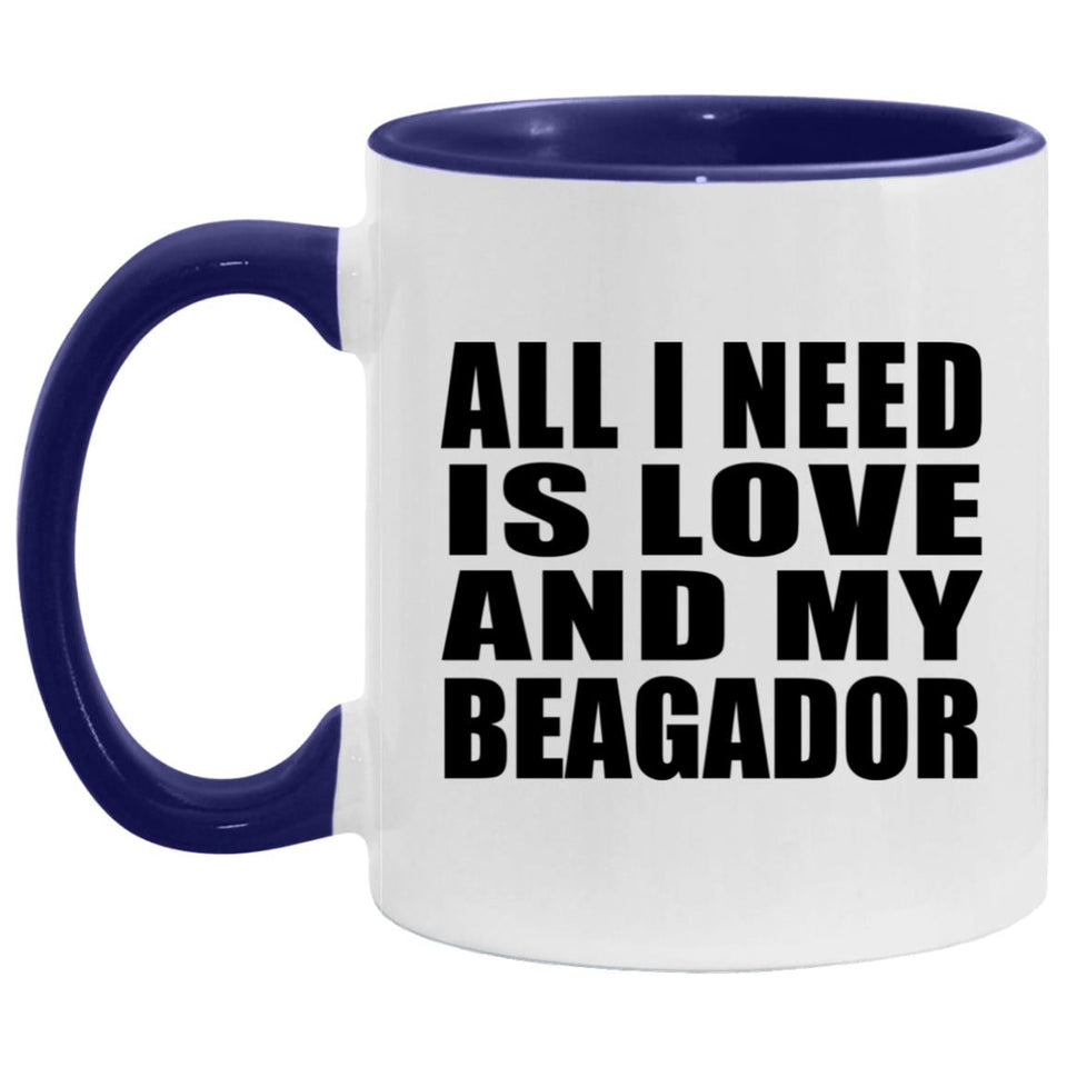 All I Need Is Love And My Beagador - 11oz Accent Mug Purple