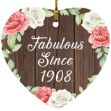 116th Birthday Fabulous Since 1908 - Heart Ornament A