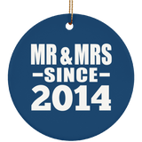 10th Anniversary Mr & Mrs Since 2014 - Circle Ornament