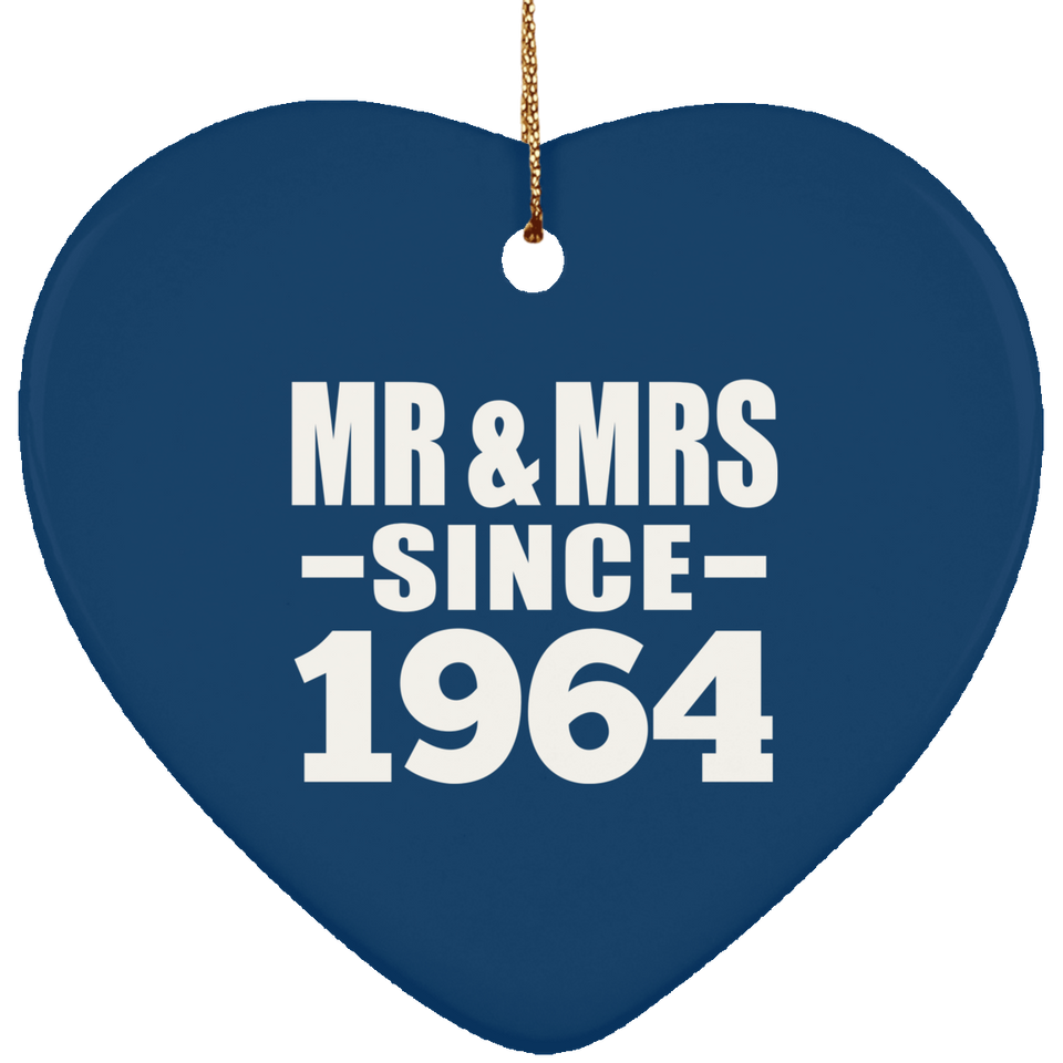 60th Anniversary Mr & Mrs Since 1964 - Heart Ornament