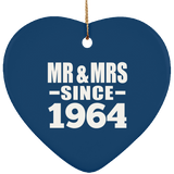 60th Anniversary Mr & Mrs Since 1964 - Heart Ornament