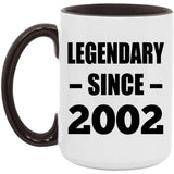 22nd Birthday Legendary Since 2002 - 15oz Accent Mug Black