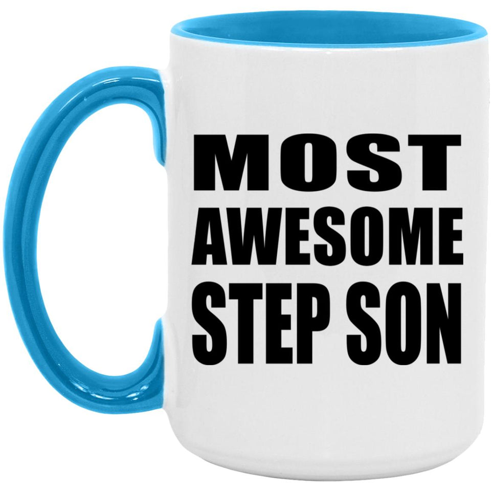 Most Awesome Step Son - 15oz Accent Mug Blue