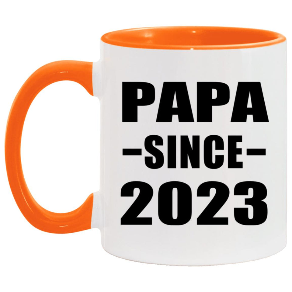 Papa Since 2023 - 11oz Accent Mug Orange