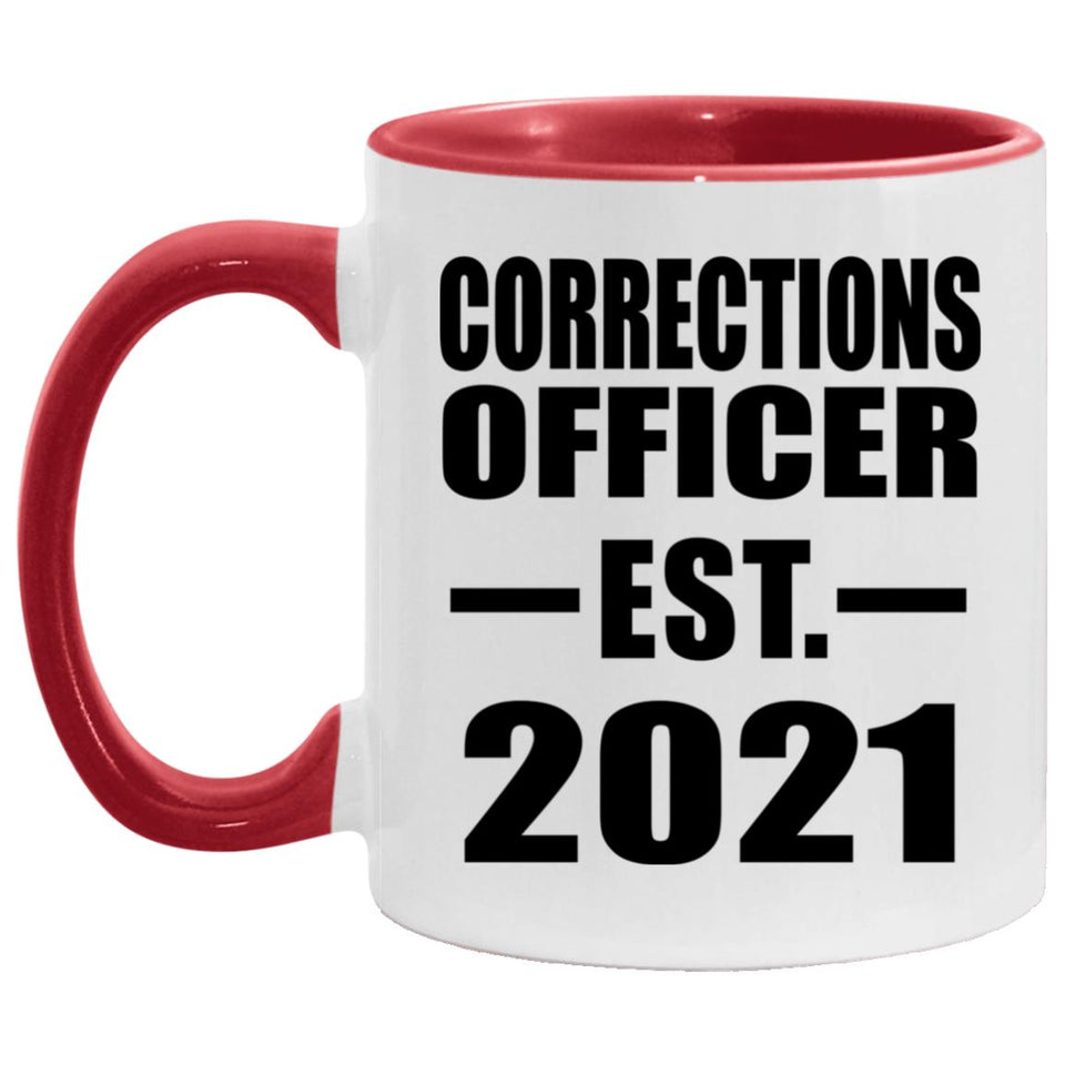 Corrections Officer Established EST. 2021 - 11oz Accent Mug Red