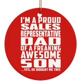 Proud Sales Representative Dad Of Awesome Son - Circle Ornament