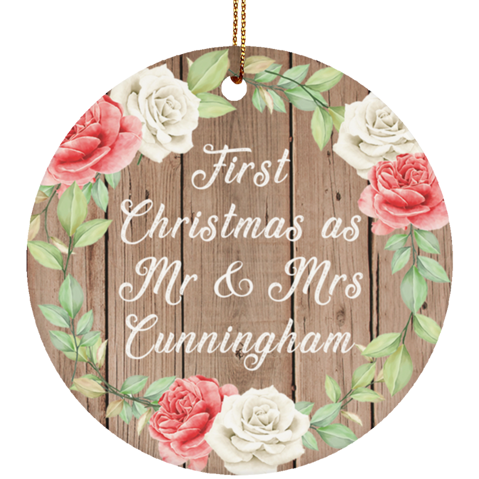 First Christmas As Mr & Mrs Cunningham - Circle Ornament B
