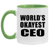 World's Okayest CEO - 11oz Accent Mug Green