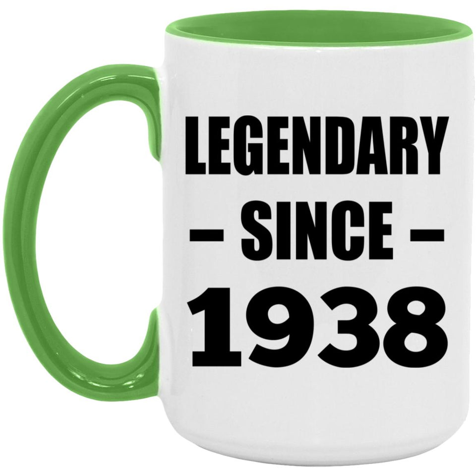 86th Birthday Legendary Since 1938 - 15oz Accent Mug Green