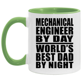 Mechanical Engineer By Day World's Best Dad By Night - 11oz Accent Mug Green