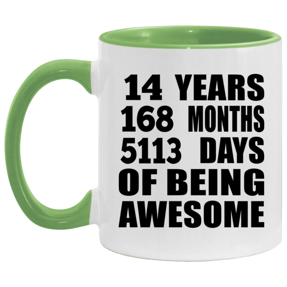 14th Birthday 14 Years 168 Months 5113 Days Of Awesome - 11oz Accent Mug Green