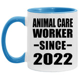 Animal Care Worker Since 2022 - 11oz Accent Mug Blue