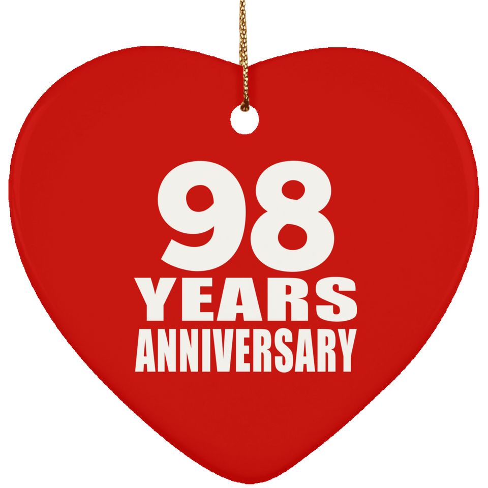 98th Anniversary 98 Years - Heart Ornament