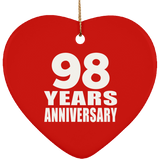 98th Anniversary 98 Years - Heart Ornament