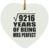 96th Anniversary Square Root of 9216 Years of Mrs Perfect - Heart Ornament