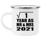 1st Anniversary Square Root of 1 Year As Mr & Mrs 2021 - 12oz Camping Mug