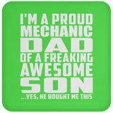 Proud Mechanic Dad Of Awesome Son - Drink Coaster