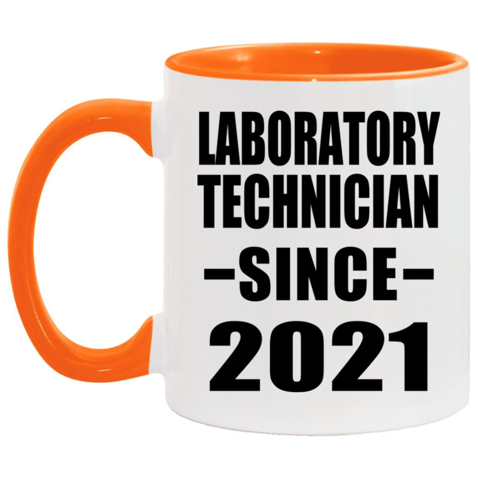 Laboratory Technician Since 2021 - 11oz Accent Mug Orange